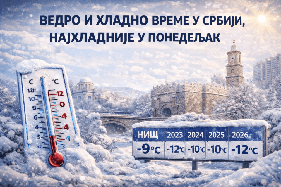 9D605A77 5818 4EFD 86BE 90A54B0FAB61 ВЕДРО И ХЛАДНО ВРЕМЕ У СРБИЈИ, НАЈХЛАДНИЈЕ У ПОНЕДЕЉАК – ЛЕДЕНИ ДАН У ВЕЋИНИ ПРЕДЕЛА